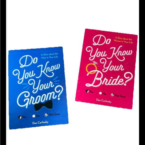 New Do You Know Your Bride/Groom Book Quiz Game Party Set of 2 By Dan Carlinsky - Picture 1 of 5